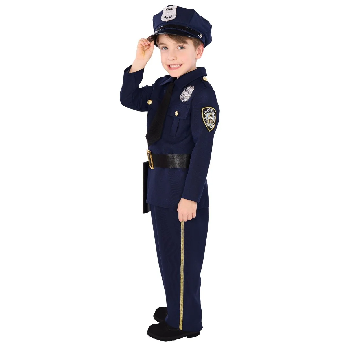 Police Officer Costume for Kids, Blue Shirt and Pants - Image 2