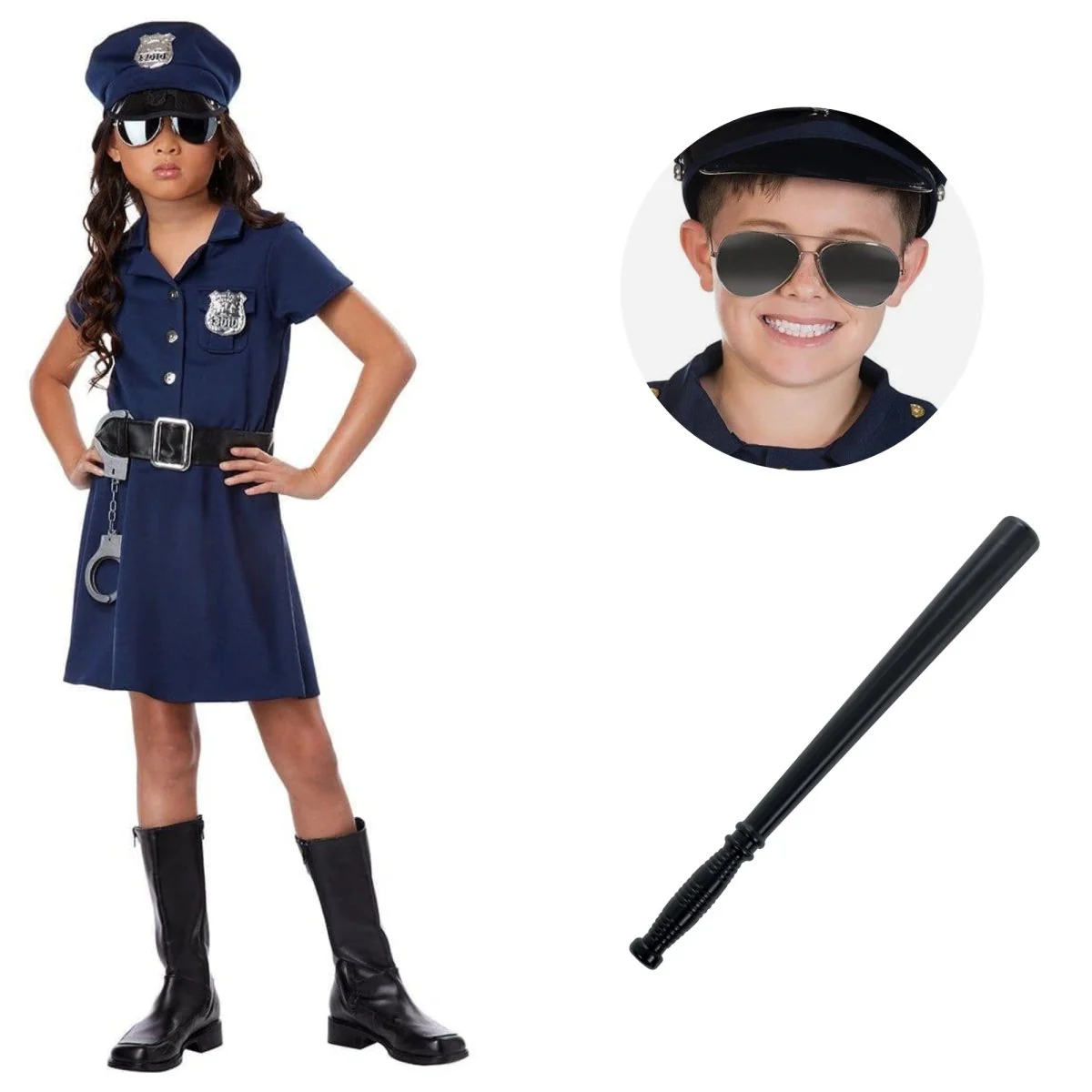 Police Officer Dress Costume Kit for Kids