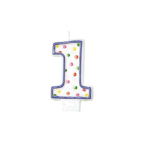 Polka Dots Birthday Candle #1 3 in.
