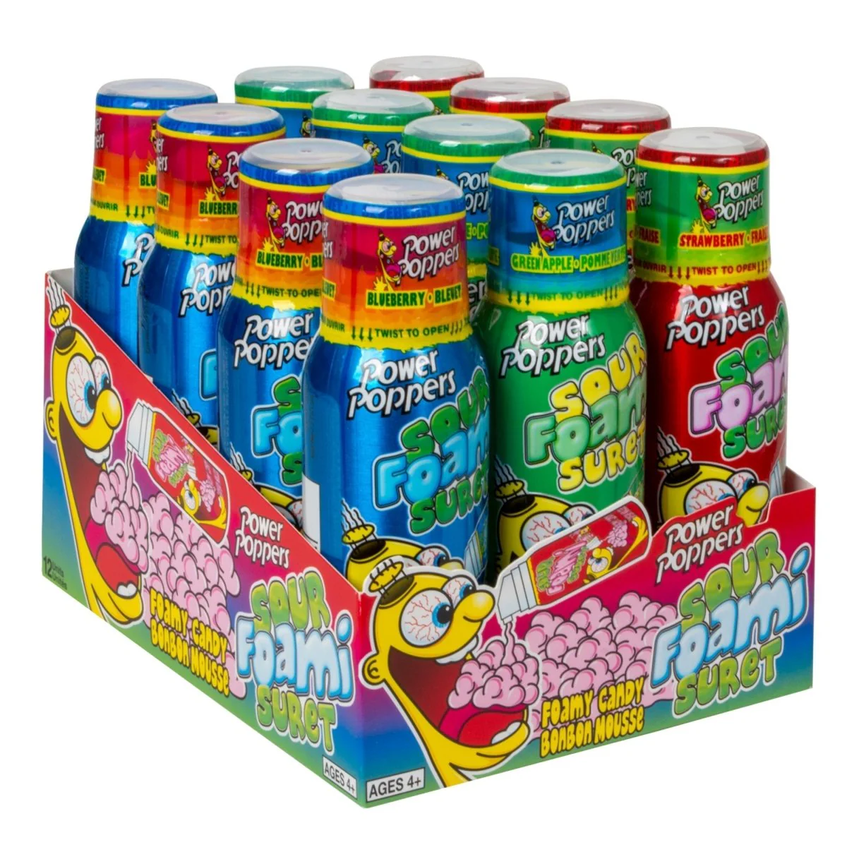 Power Poppers Sour Foam Candy, 88ml, Assortment, 1 Count