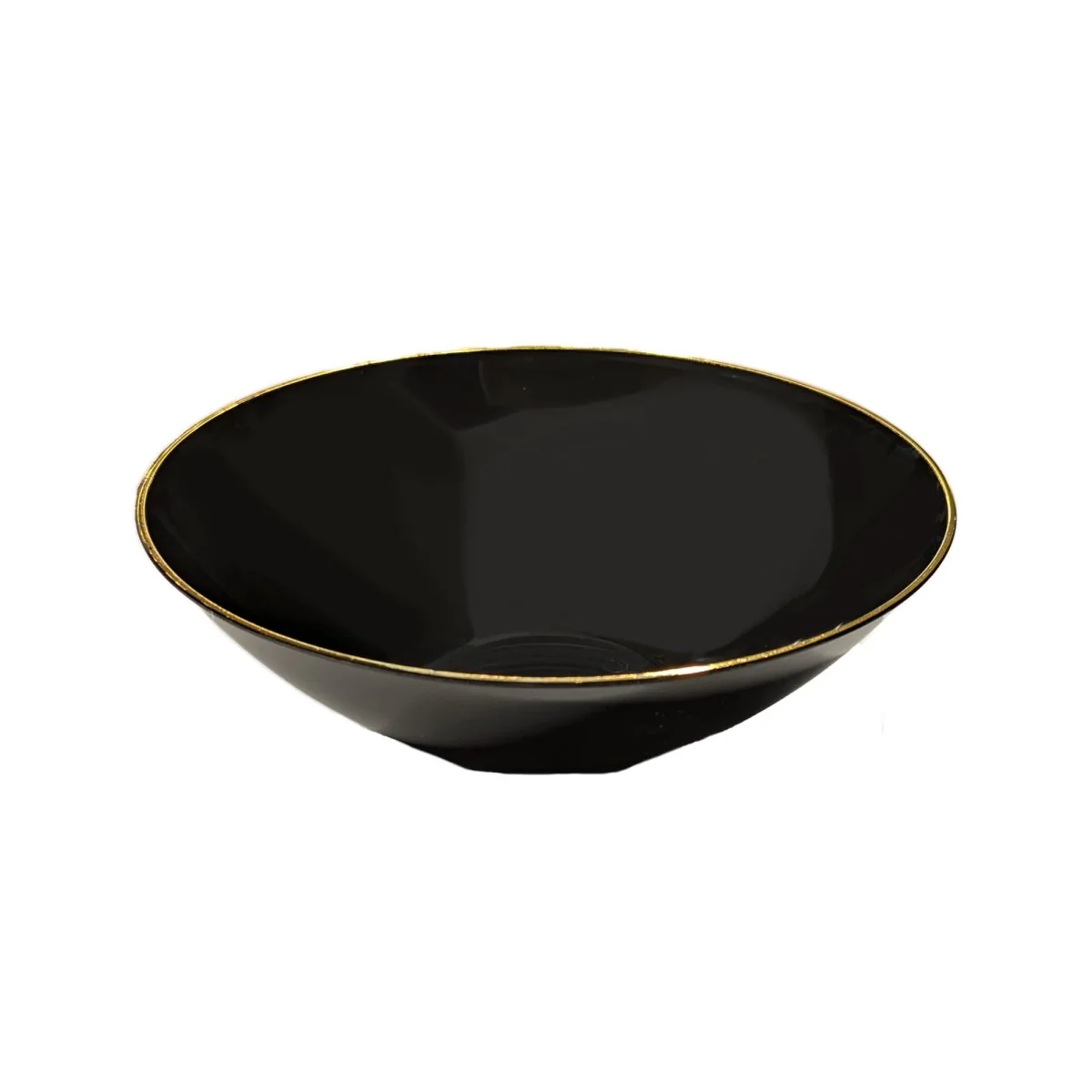 Premium Quality Round Black Soupbowl with Gold Rim, 16 oz, 10 Count