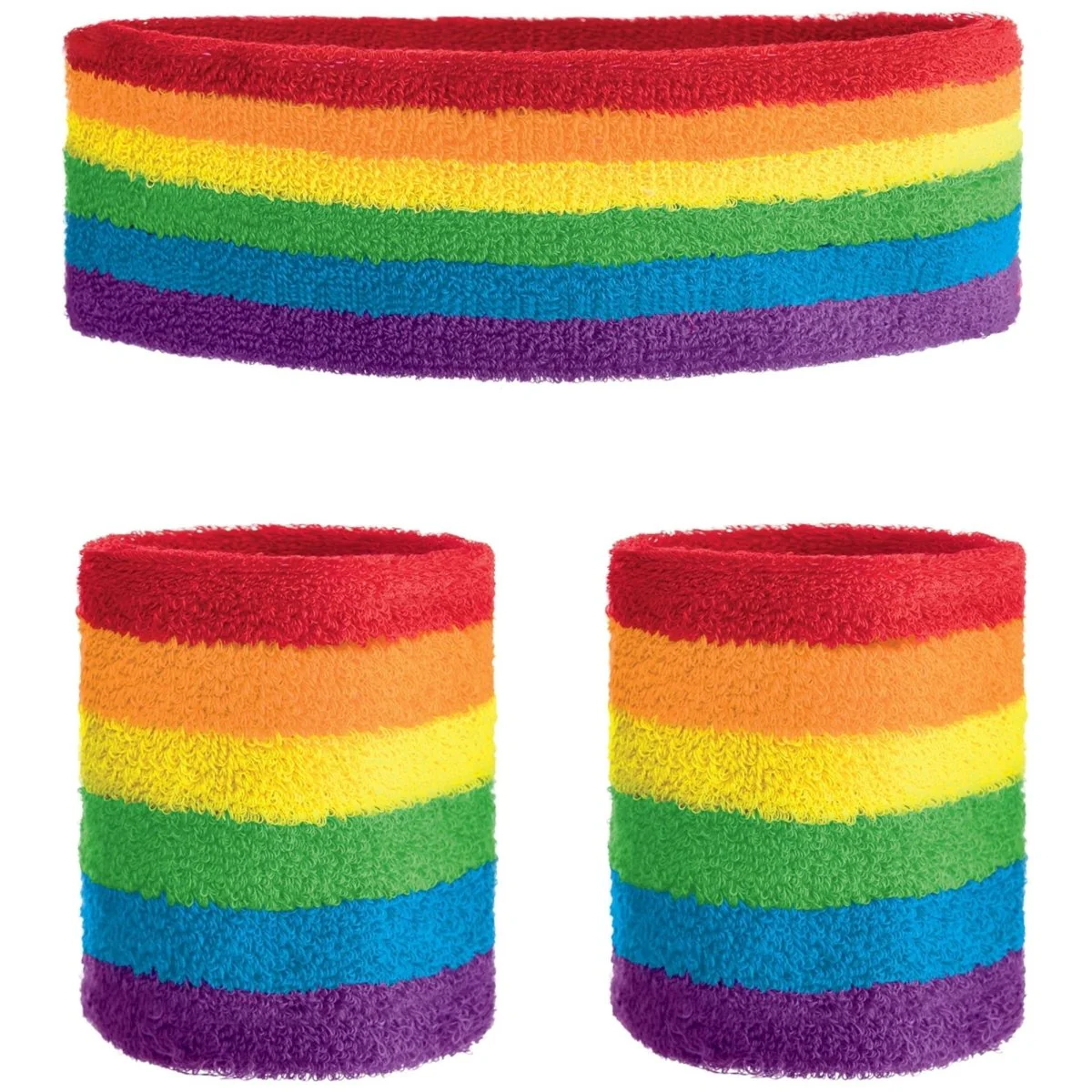 Pride Rainbow Headband and Sweatbands, 3 Count