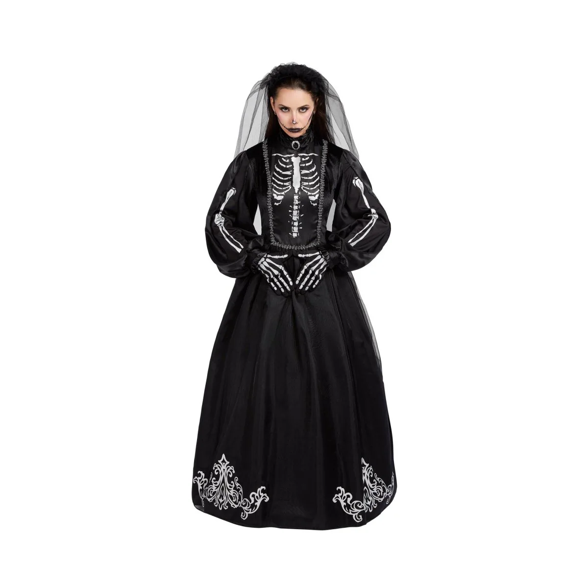 Princess Skeleton Costume for Adults, Black Dress
