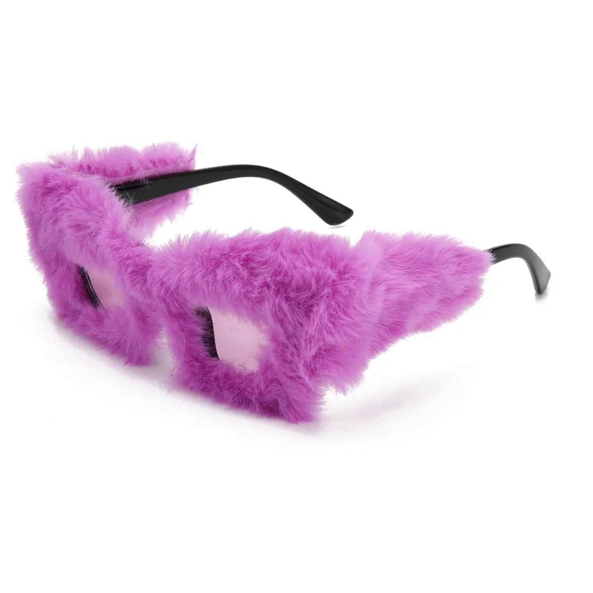 Purple Fur Sunglasses for Adults - Image 2