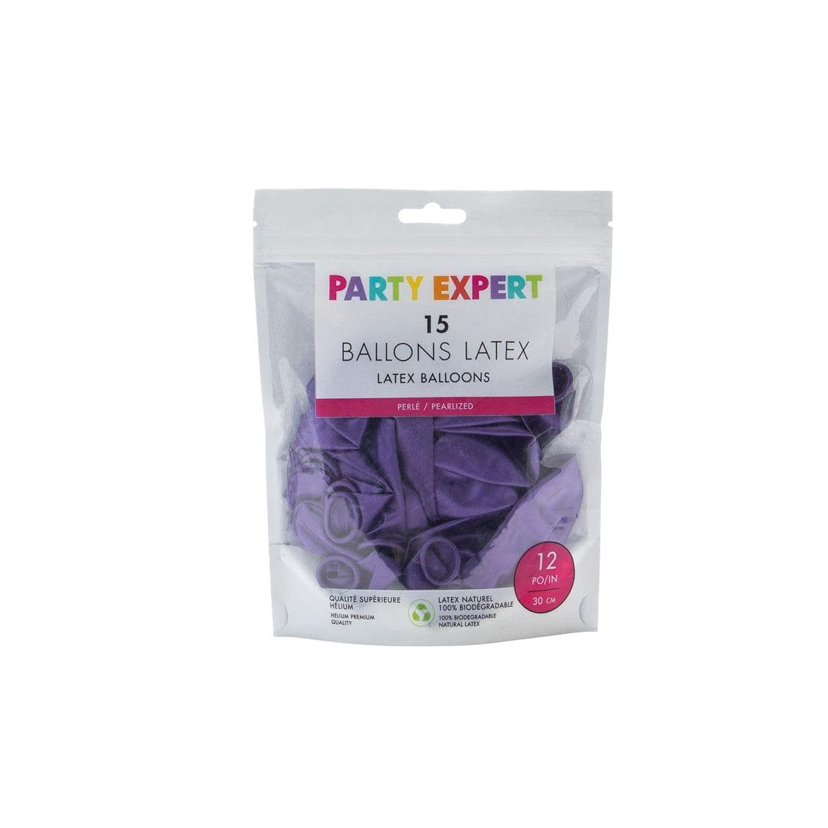 Purple Latex Balloon 12 Inches, Pearl Collection, 15 Count - Image 3