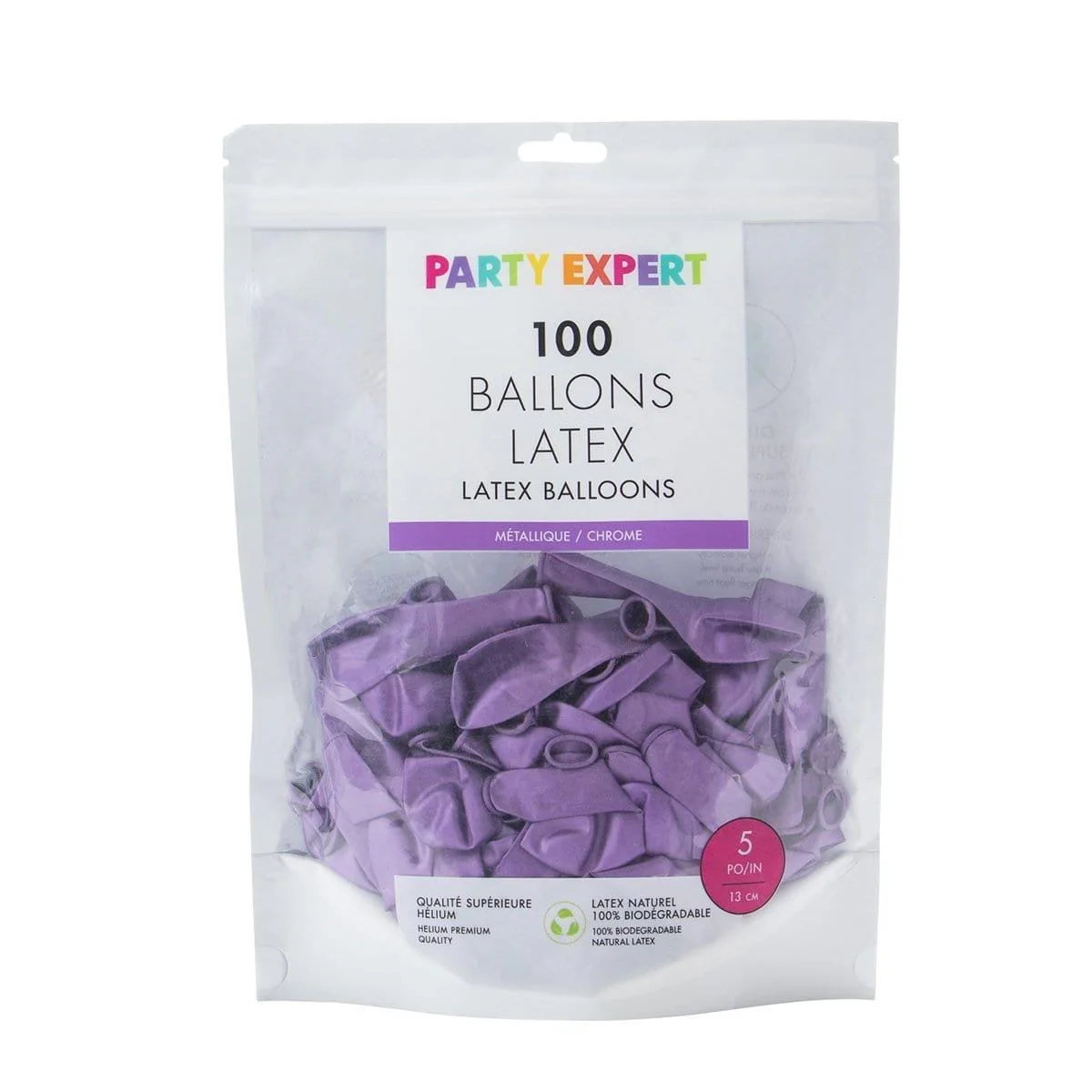 Purple Latex Balloon 5 Inches, Chrome Collection, 100 Count - Image 2