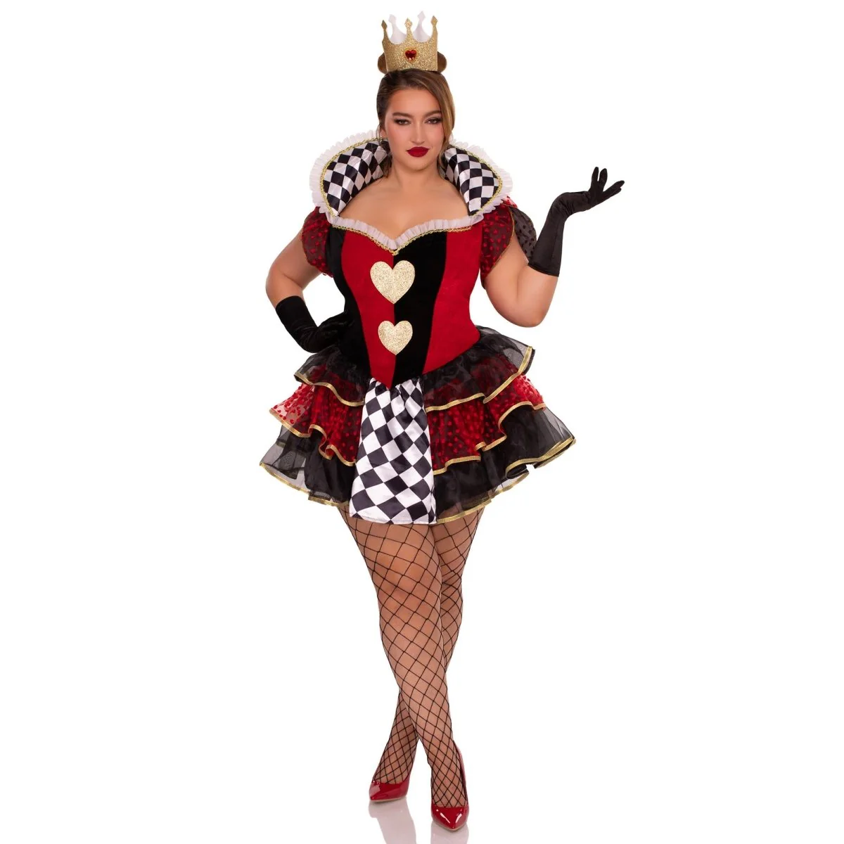Queen of Heart Plus Size Costume for Adults, Dress and Crown