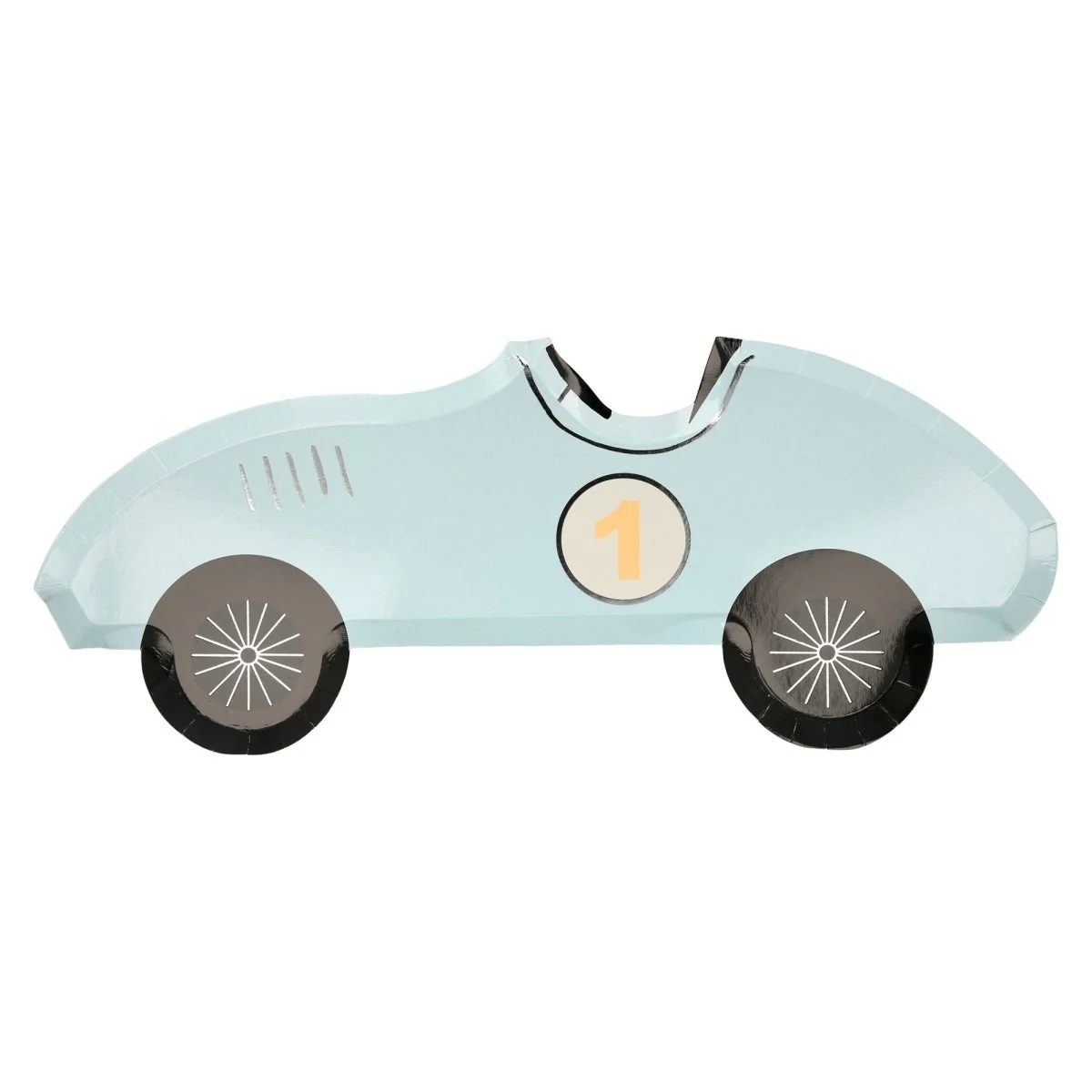 Race Cars Large Car Shaped Lunch Paper Plates, 15.5 x 6.25 Inches, 8 Count - Image 2