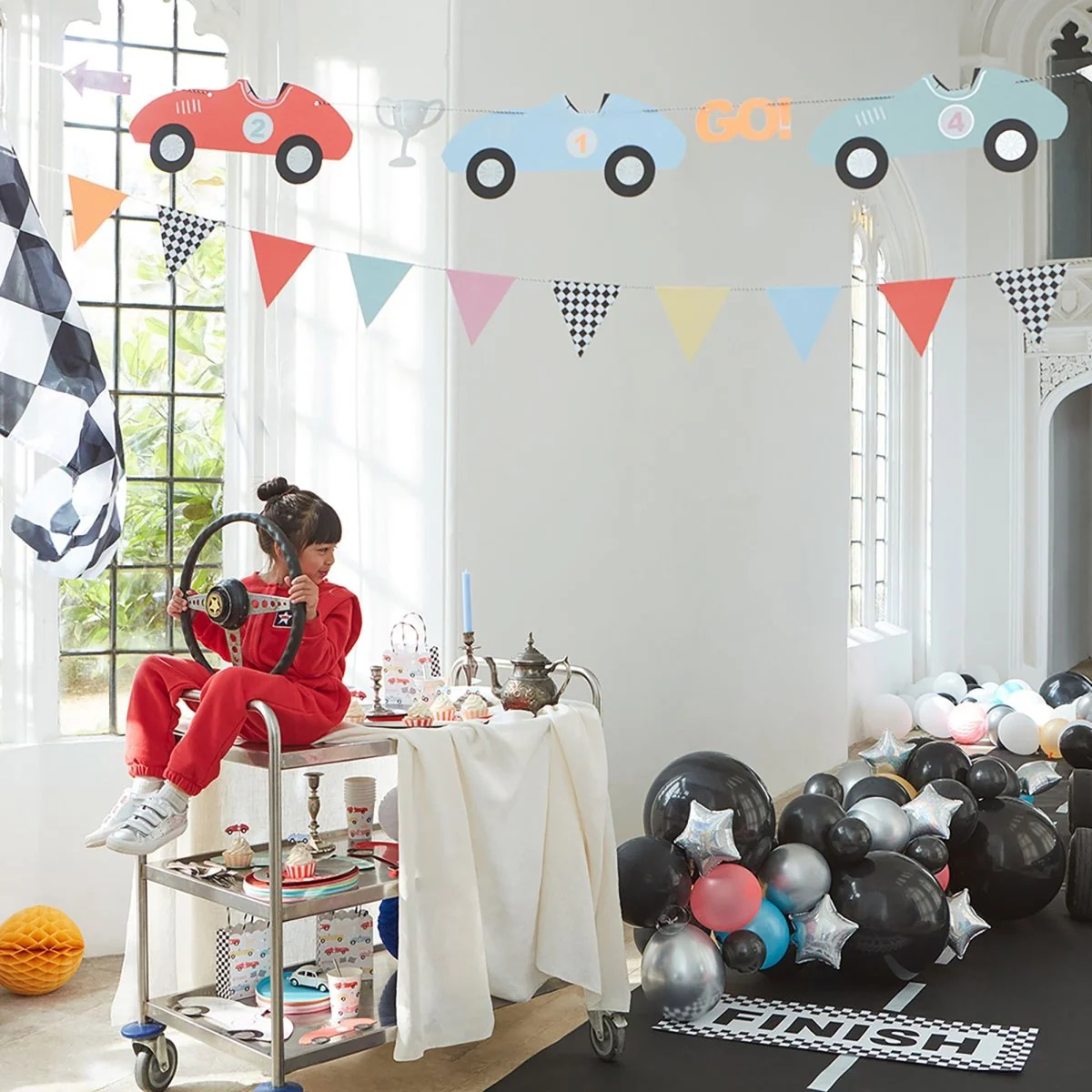 Race Cars Paper Garland, 72 Inches, 2 Count - Image 3