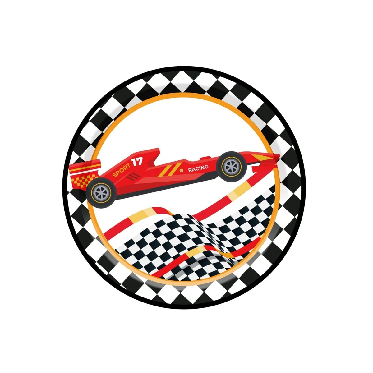 Race Champion Birthday Large Round Lunch Paper Plates, 9 Inches, 8 Count