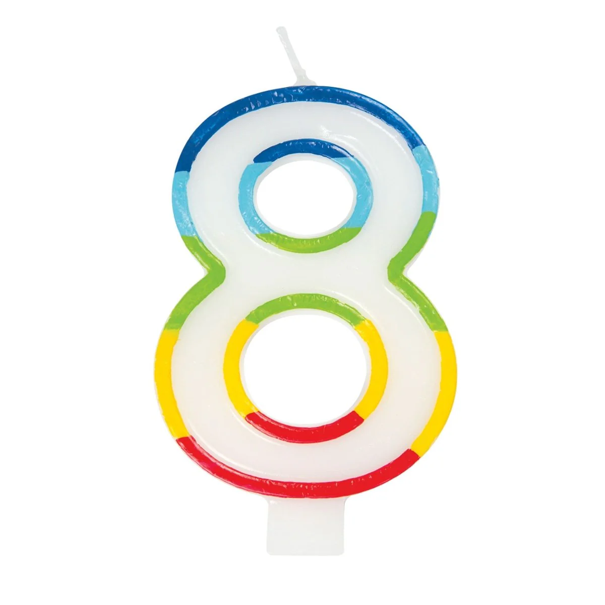 Rainbow Border Number 8 Birthday Candle, 1 Count