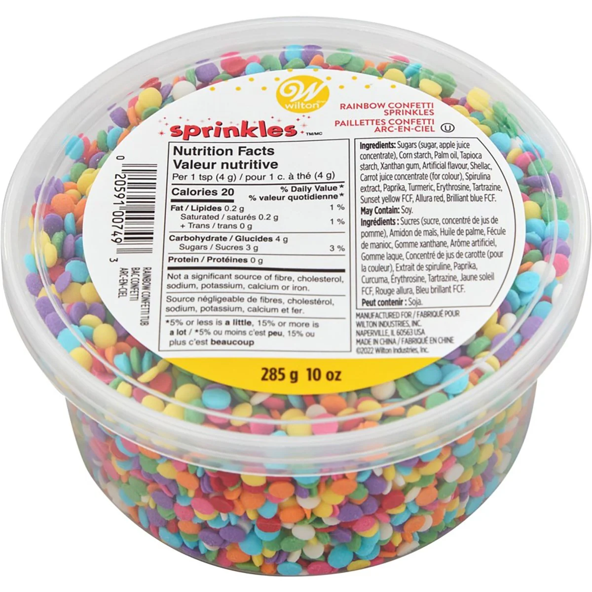 Rainbow Confetti Tube Sprinkles, 10 Oz, 1 Count