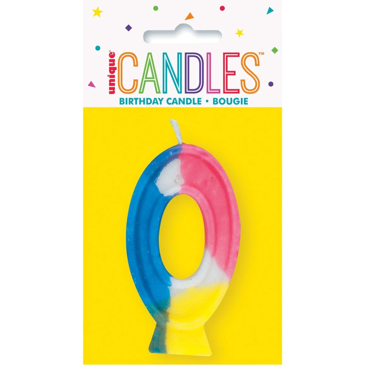 Rainbow Number 0 Birthday Candle, 1 Count