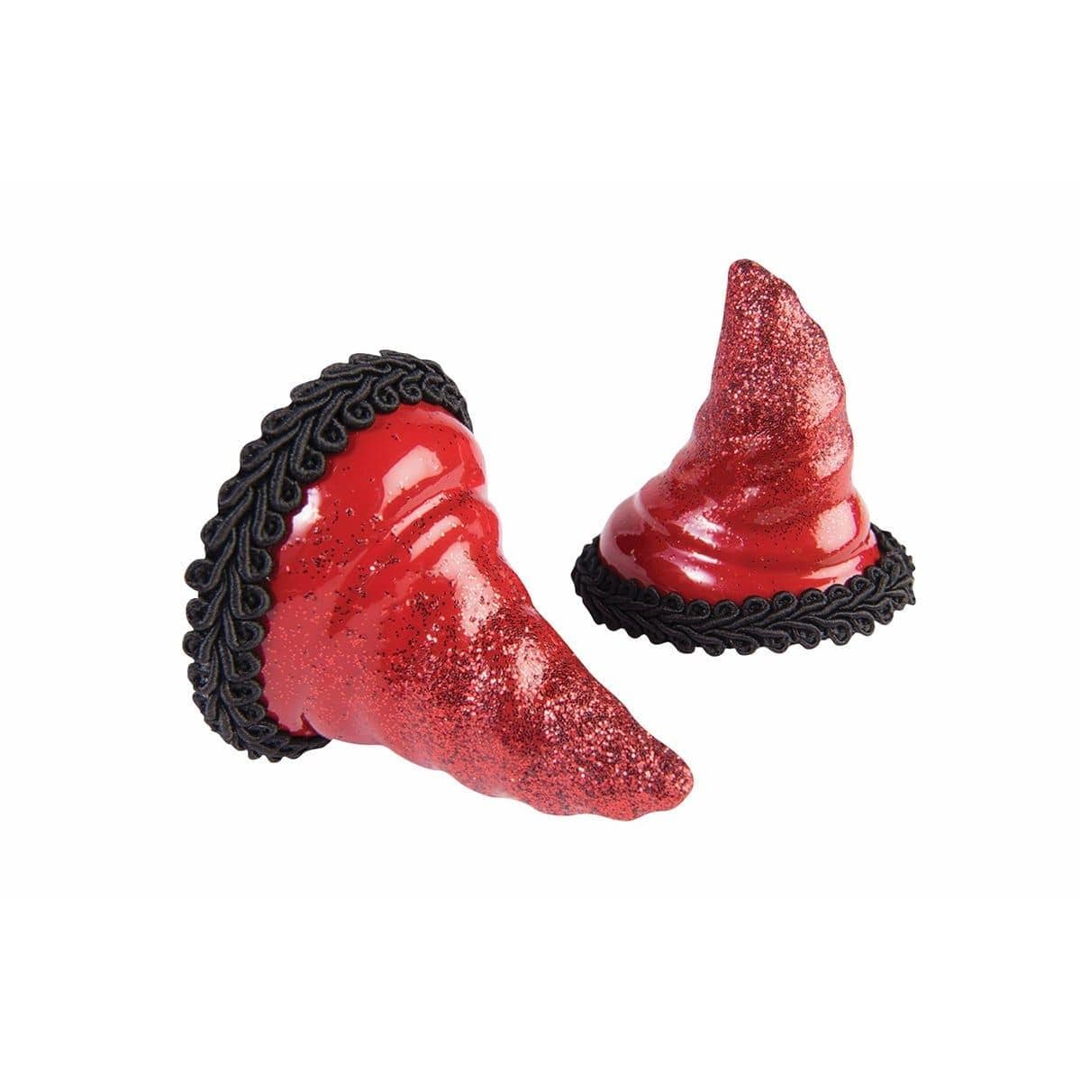 Red glitter devil horns, 2 per package