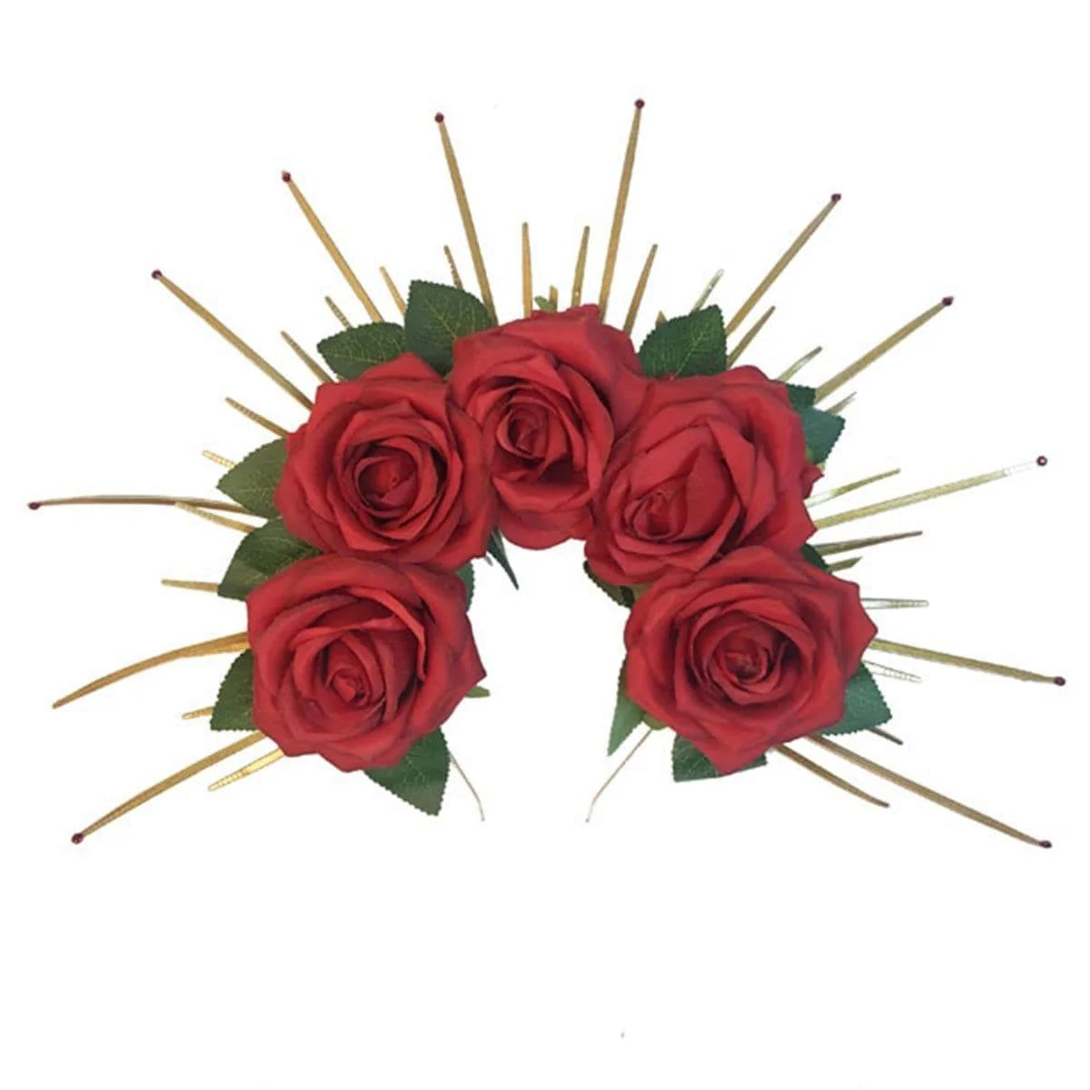 Red Headband with Roses & Stud for Adults