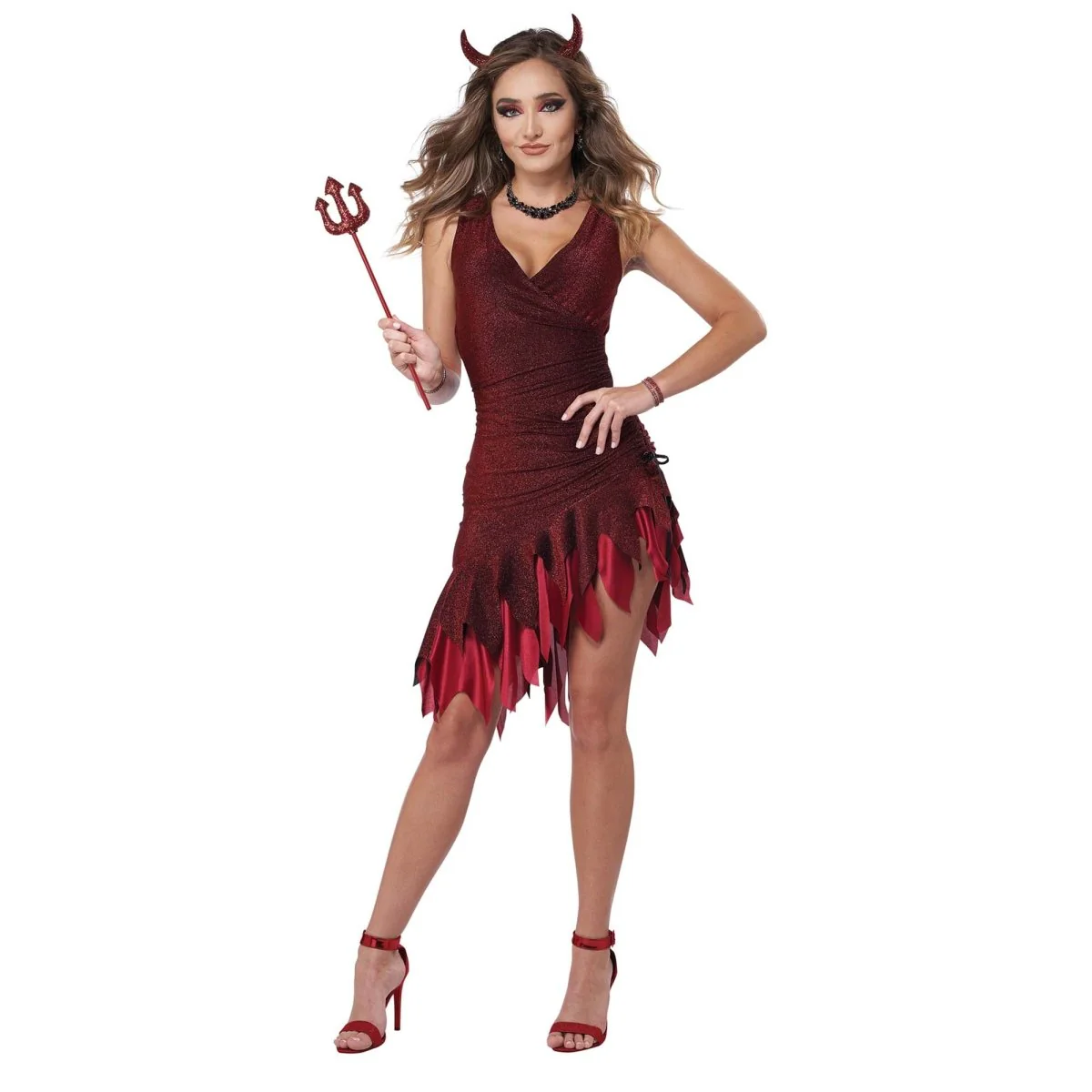 Red-Hot Sizzling Devil Costume for Adults, Red Dress