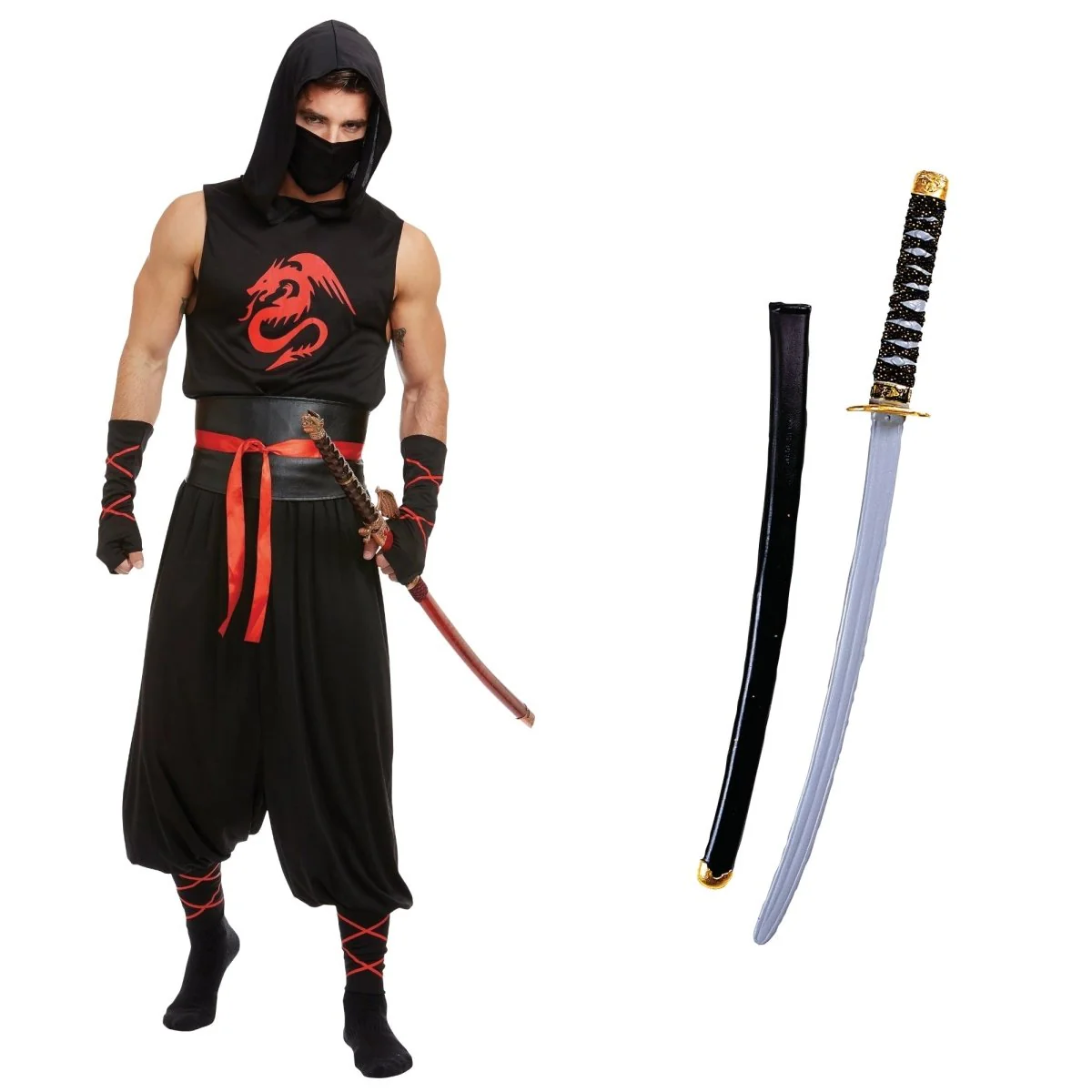 Red Ninja Costume Kit for Adults