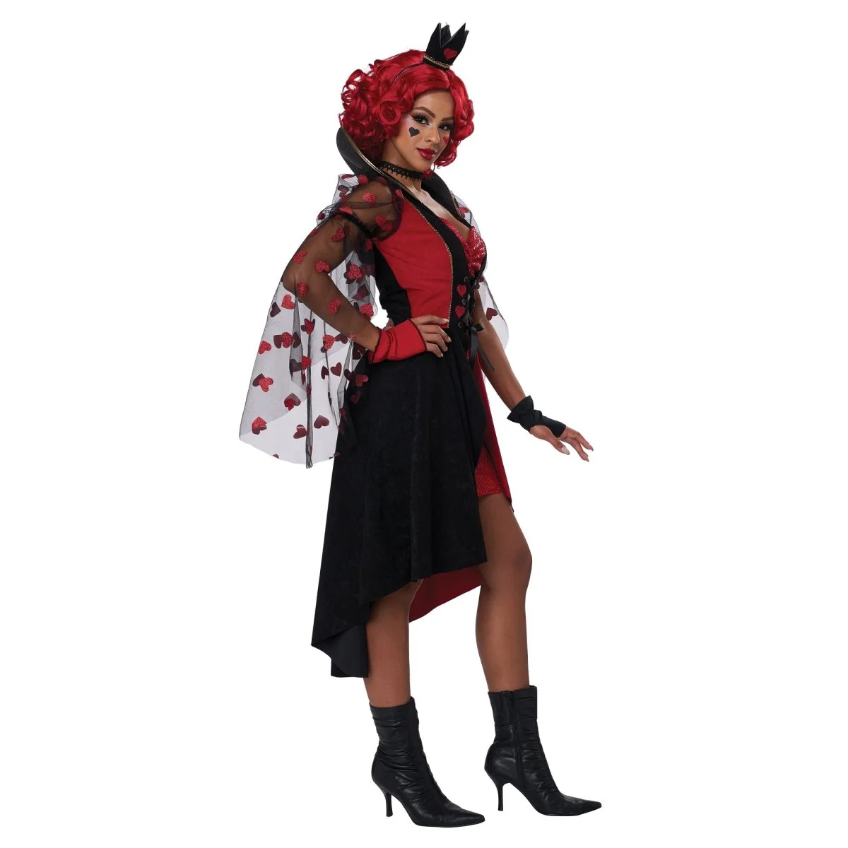 Red Queen Costume for Adults, Red and Black Dress - Image 6