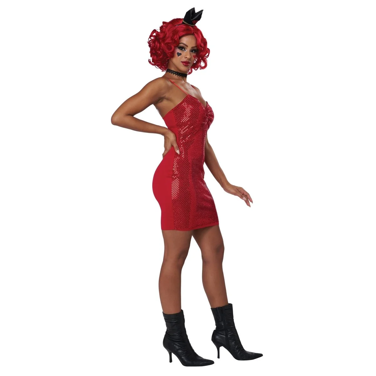 Red Queen Costume for Adults, Red and Black Dress - Image 8