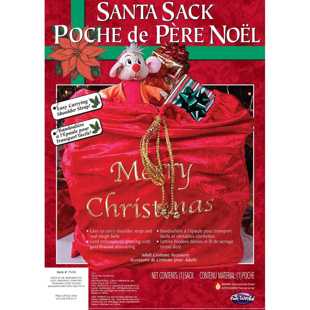 Red Santa Bag ''Merry Christmas'', 1 count - Image 2