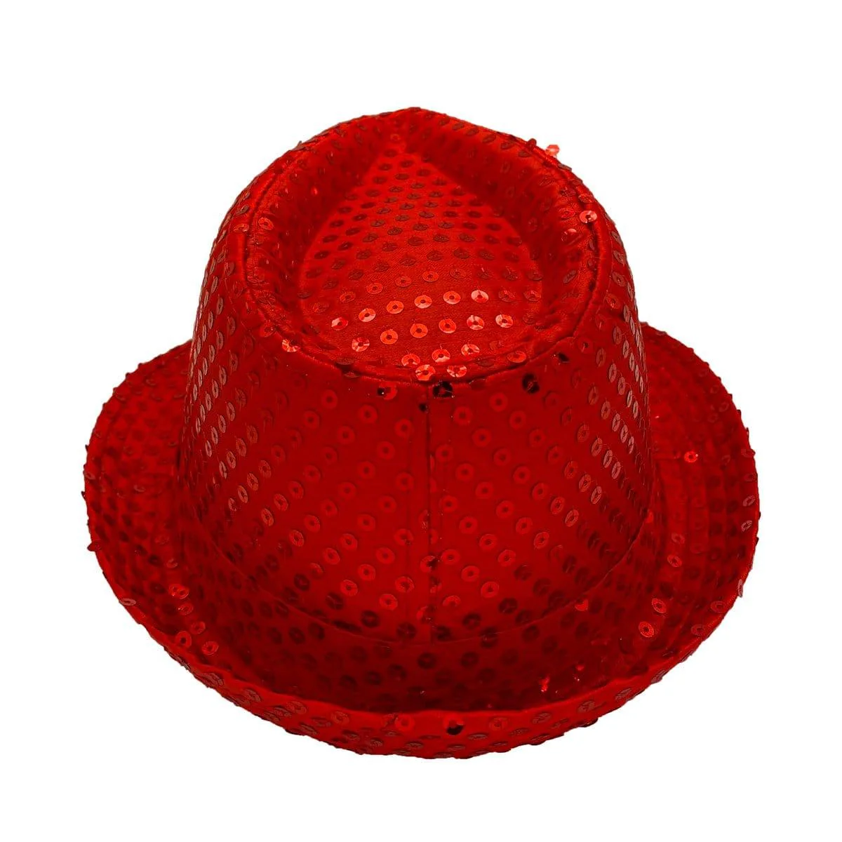 Red sequin fedora hat for adults - Image 4