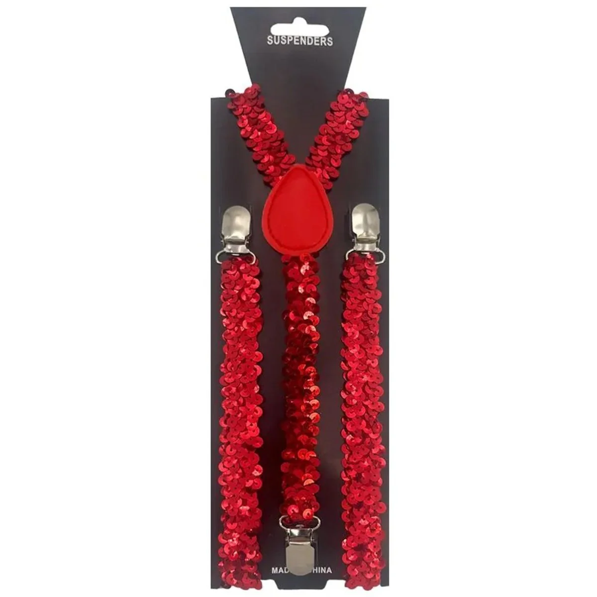 Red Sequin Suspenders for Adults