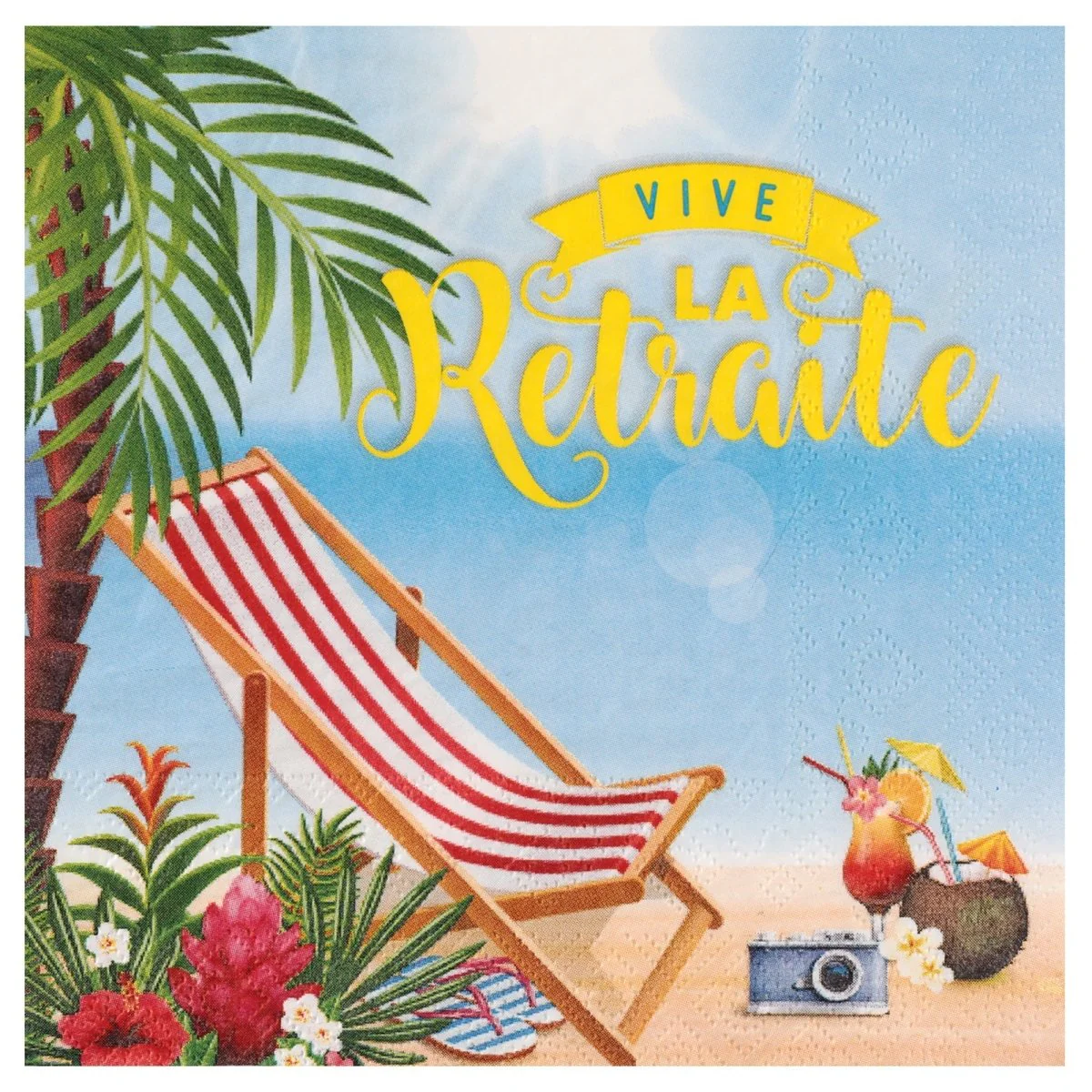 Retraite Retro "Vive la retraite" Large Lunch Napkins, 10 Count