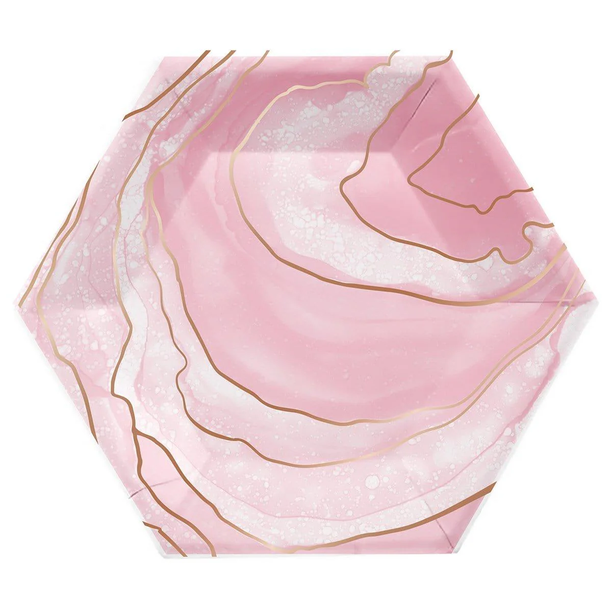 Rosé All Day Geode Paper Plates 8 Inches, 8 per Package