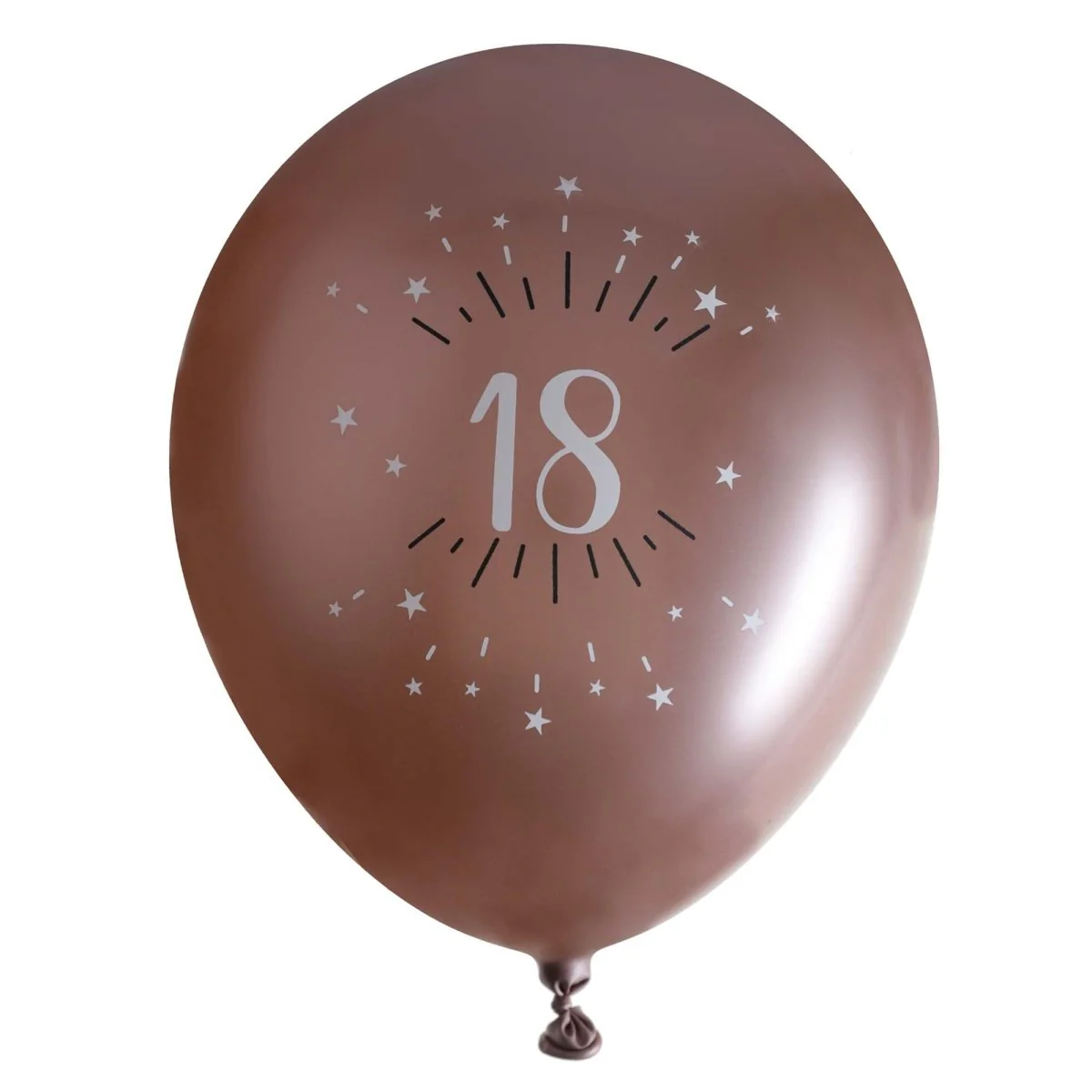 Rose Gold 18th Birthday Latex Balloons, 12 Inches, 6 Count