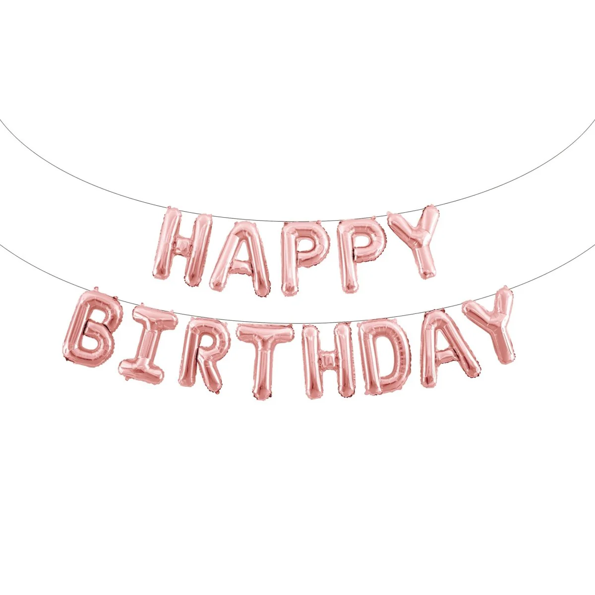 Rose Gold Happy Birthday Air-Filled Foil Balloon Banner, 16 Inches, 1 Count