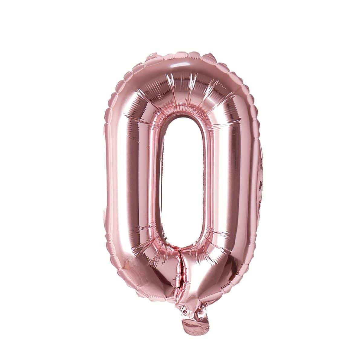 Rose Gold Number 0 Foil Balloon, 16 Inches