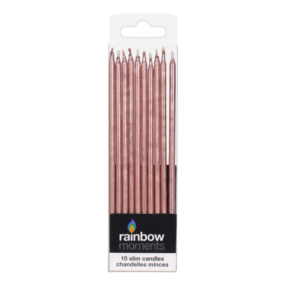 Rose Gold Slim Cake Candles, 5.9 Inches, 10 Count
