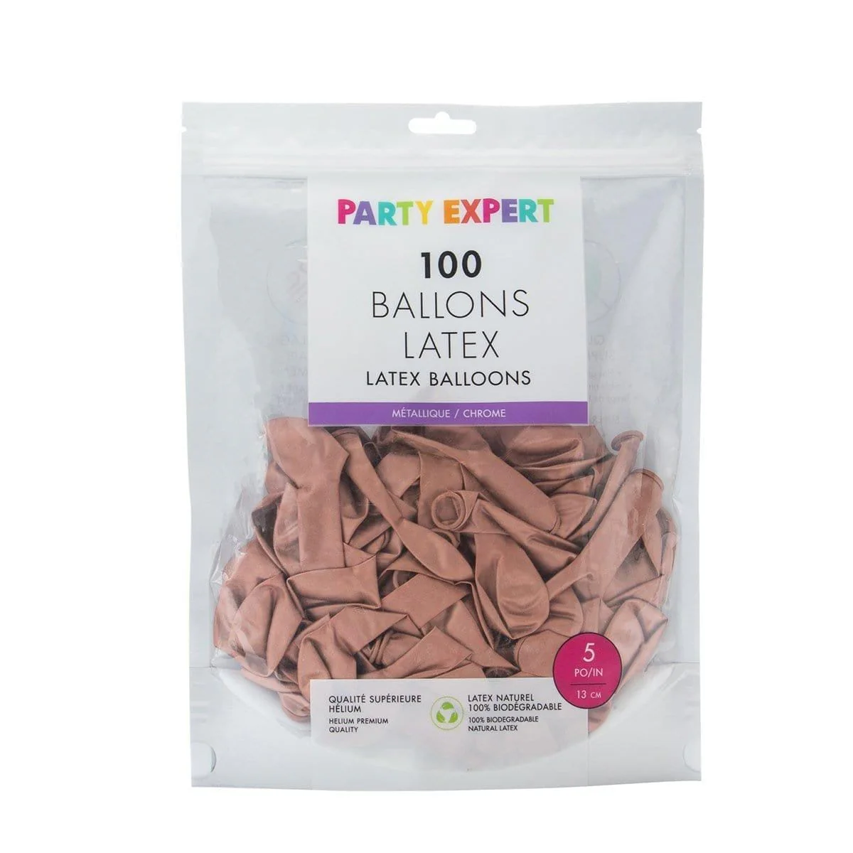 Rosegold Latex Balloon 5 Inches, Chrome Collection, 100 Count - Image 2