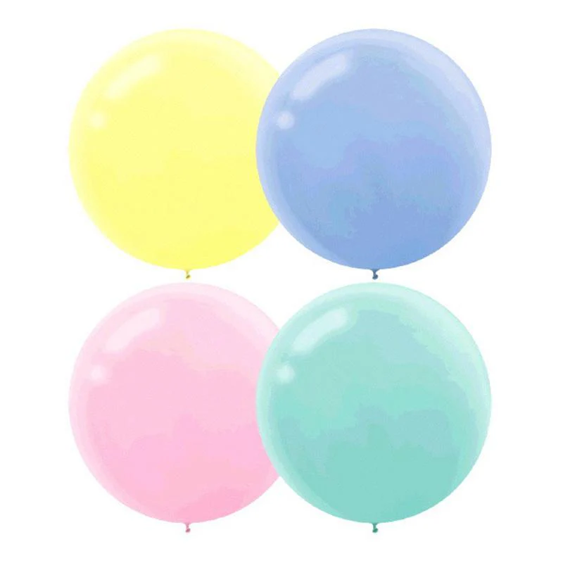 Round Pastel Assorted Latex Balloons, 24 Inches, 4 Count