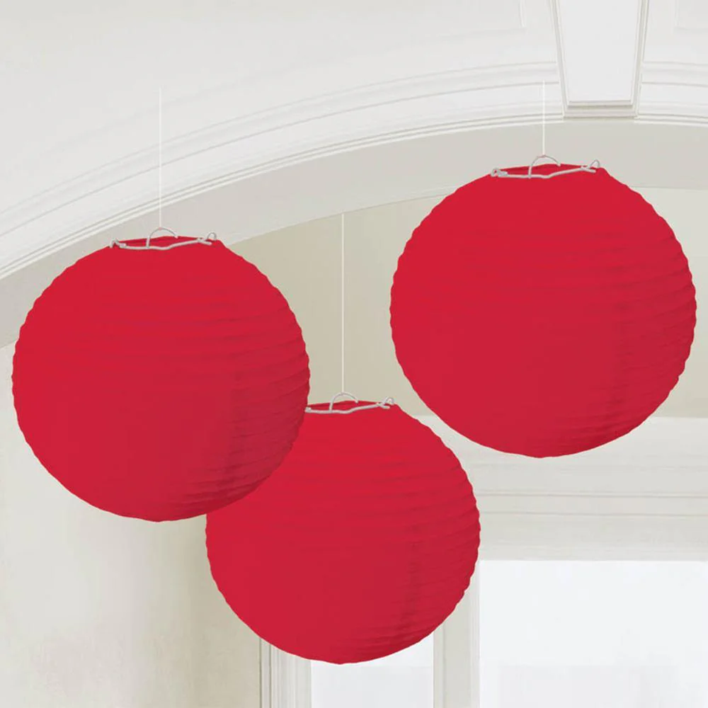 Round Lanterns, Apple Red, 9.5 inches
