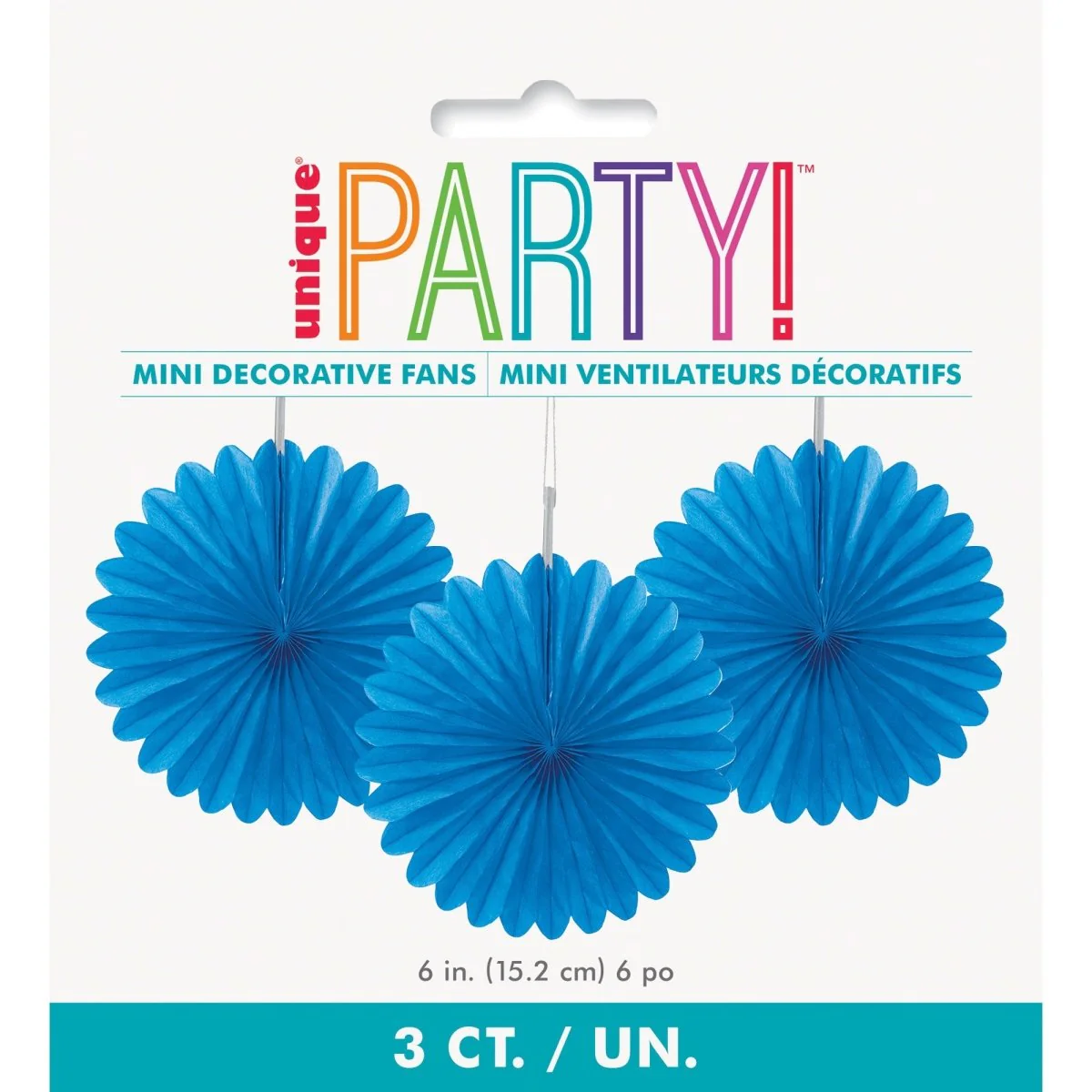 Royal Blue Decorative Paper Fans, 6 Inches, 3 Count