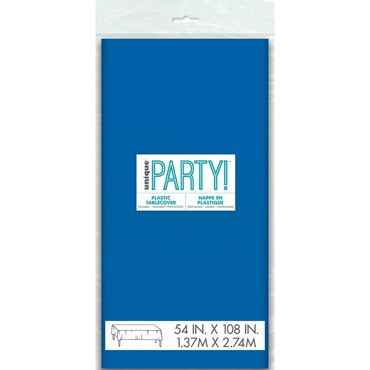 Royal Blue Rectangular Plastic Table Cover, 54 x 108 Inches, 1 Count - Image 2