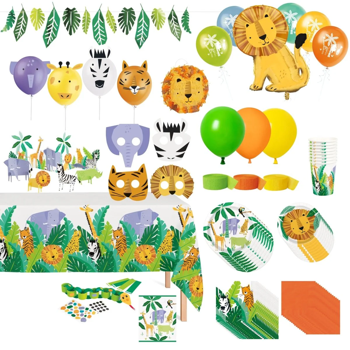Safari Animal Ultimate 1st Birthday Party Supplies Kit, 8 Guests