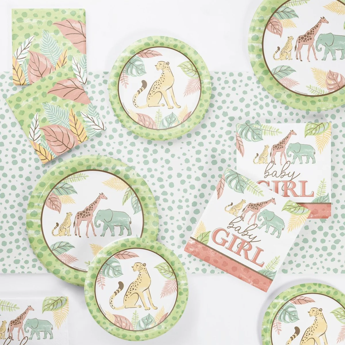 Safari Baby Girl Large Lunch Napkins, 16 Count - Image 2