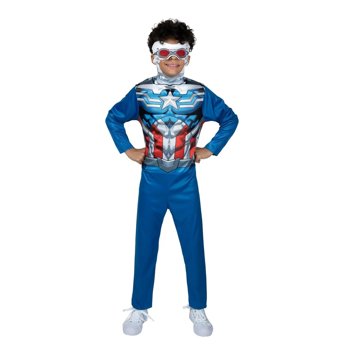 Sam Wilson Captain America Costume for Kids, Marvel, Jumpsuit and Headpiece - Image 2