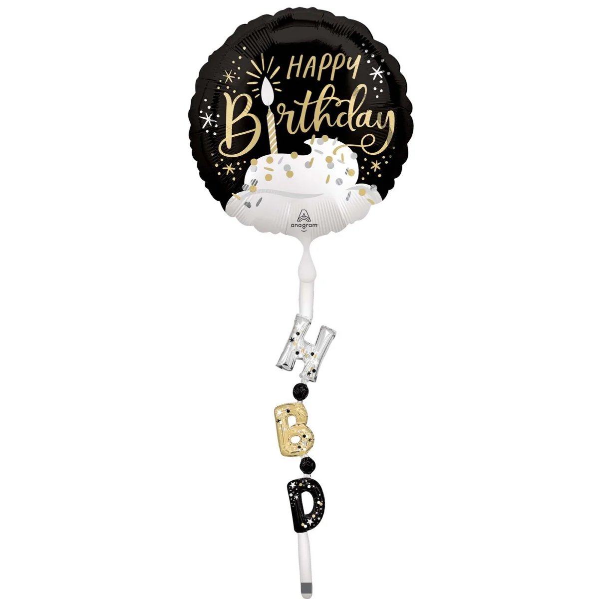 Satin Happy Birthday Air Walker Balloon, 24 x 69 Inches, 1 Count