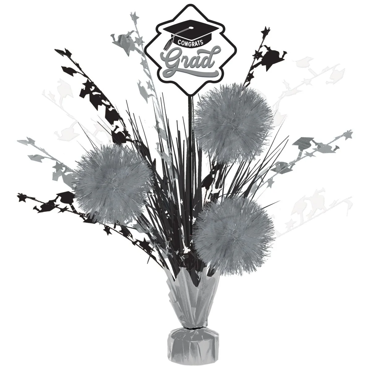 School Spirit 'Congrats Grad' Tinsel Centerpiece, 1 Count