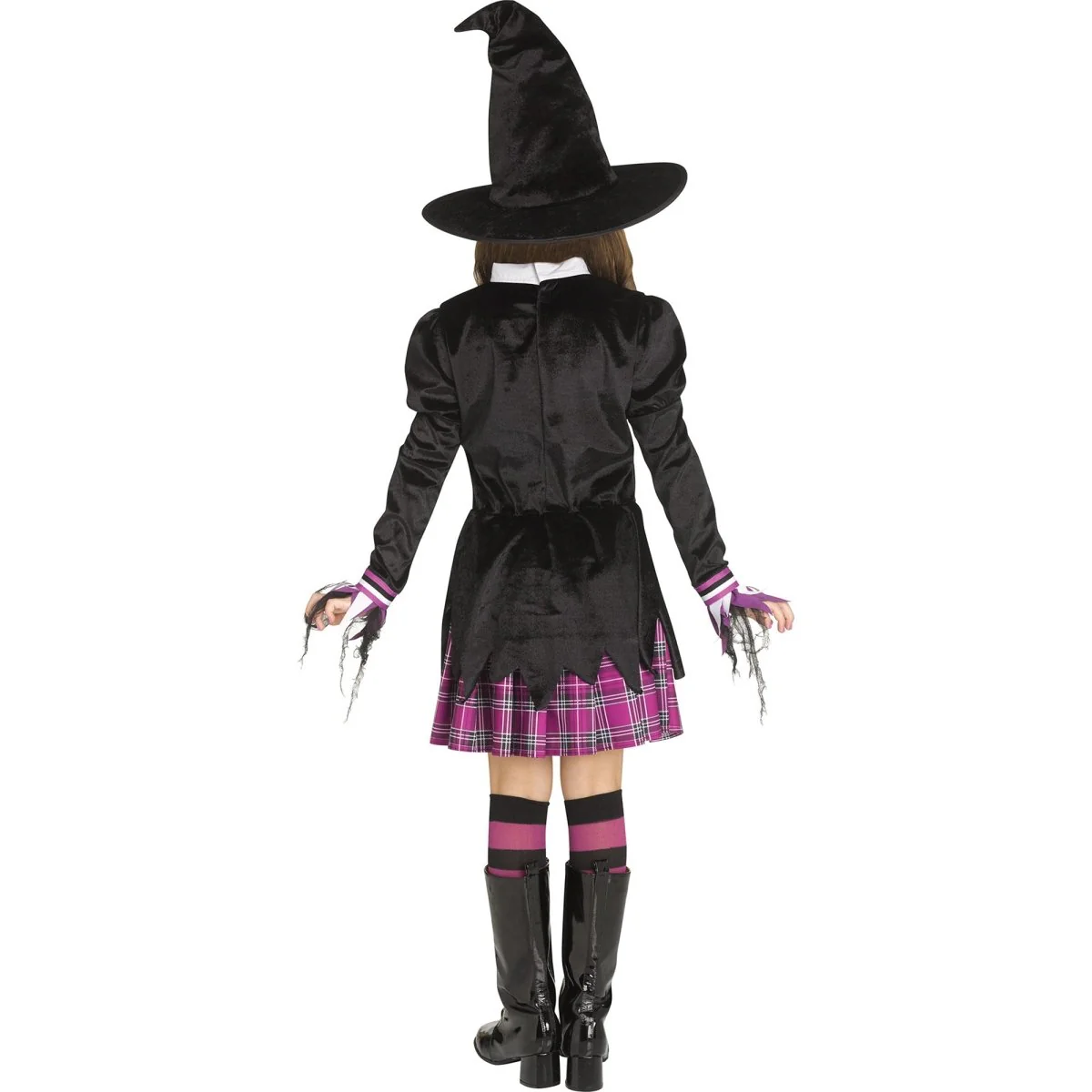 Schoolgirl Witch Costume for Kids, Black and Purple Dress - Image 2
