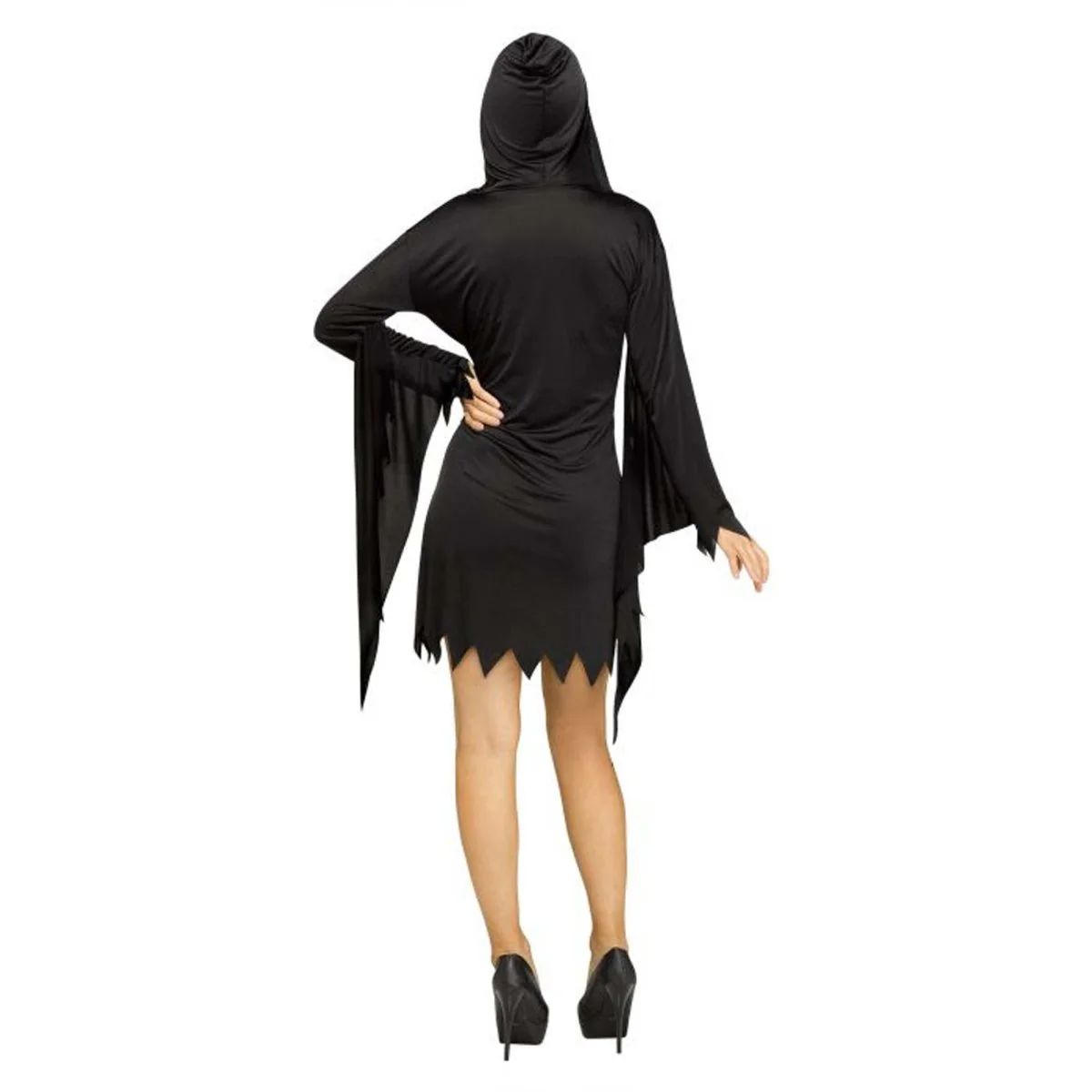 Scream Ghost Face Glamour Costume for Adults, Black Hooded Dress - Image 2