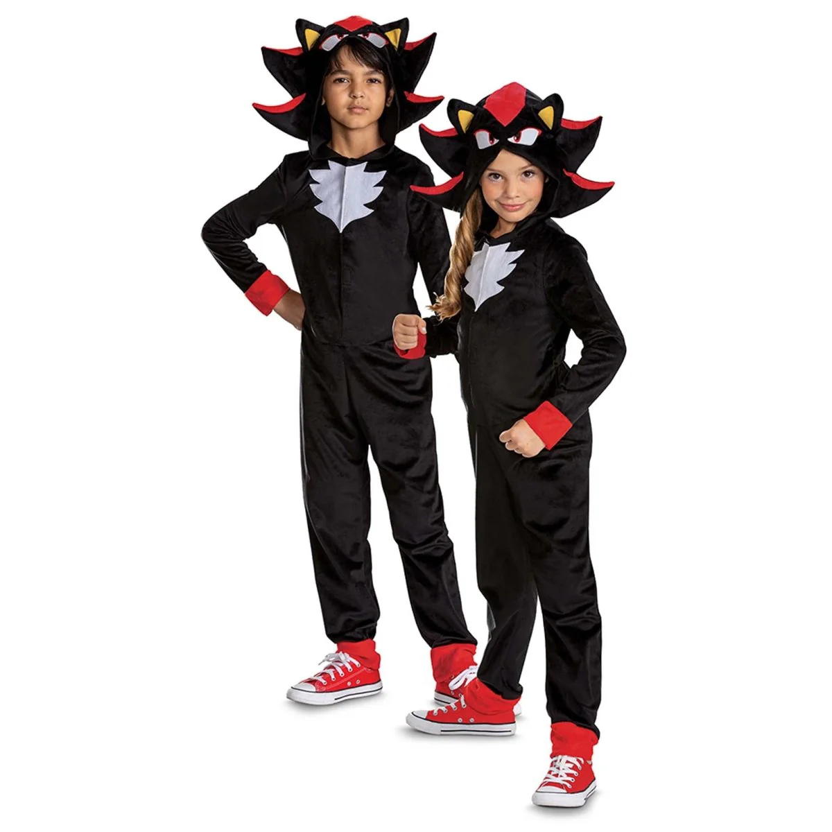 Shadow Costume for Kids, Sonic the Hedgehog, Black Hooded Jumpsuit - Image 2