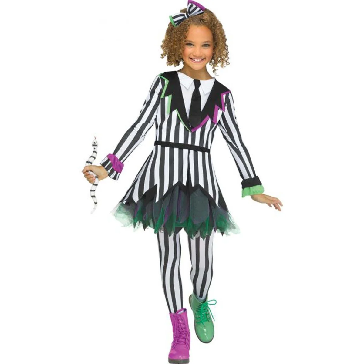 Silly Spirit Costume for Kids, Black and White Striped Dress
