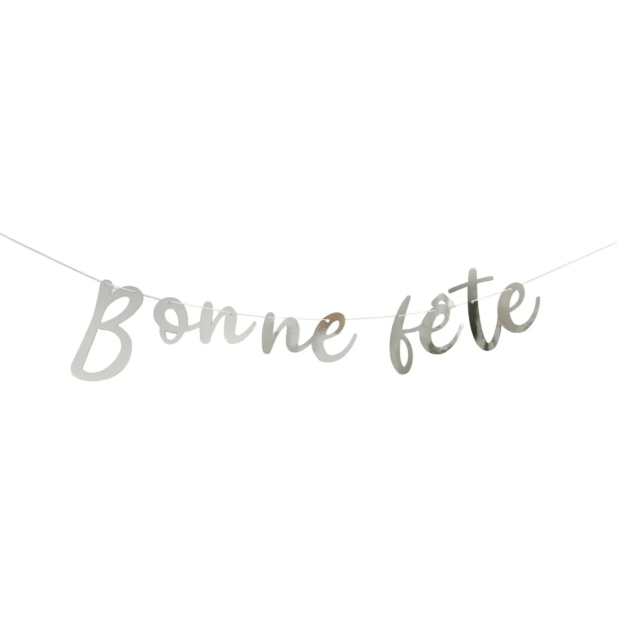 Silver "Bonne Fête" Foil Letter Banner, 94 Inches, 1 Count