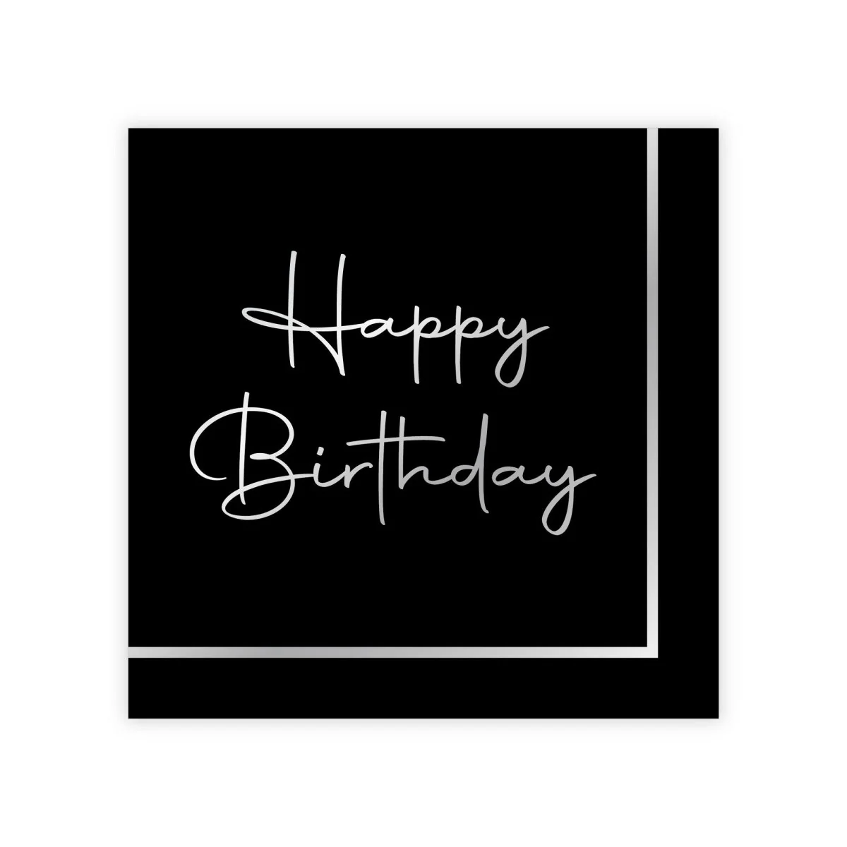 Silver Celebration Happy Birthday Small Dessert Napkins, 16 Count