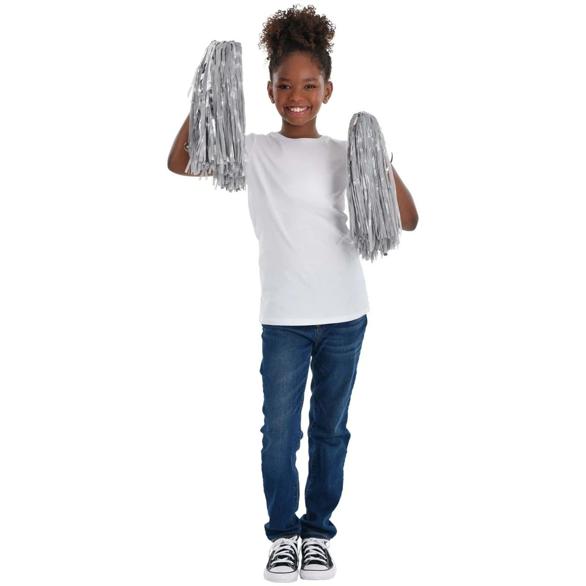 Silver Cheerleading Pom Poms, 2 Count