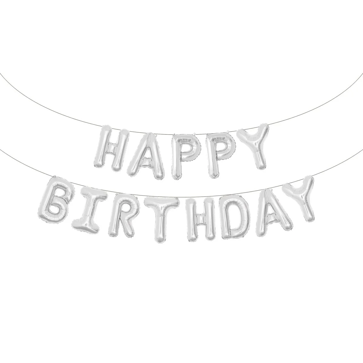 Silver Happy Birthday Air-Filled Foil Balloon Banner, 16 Inches, 1 Count